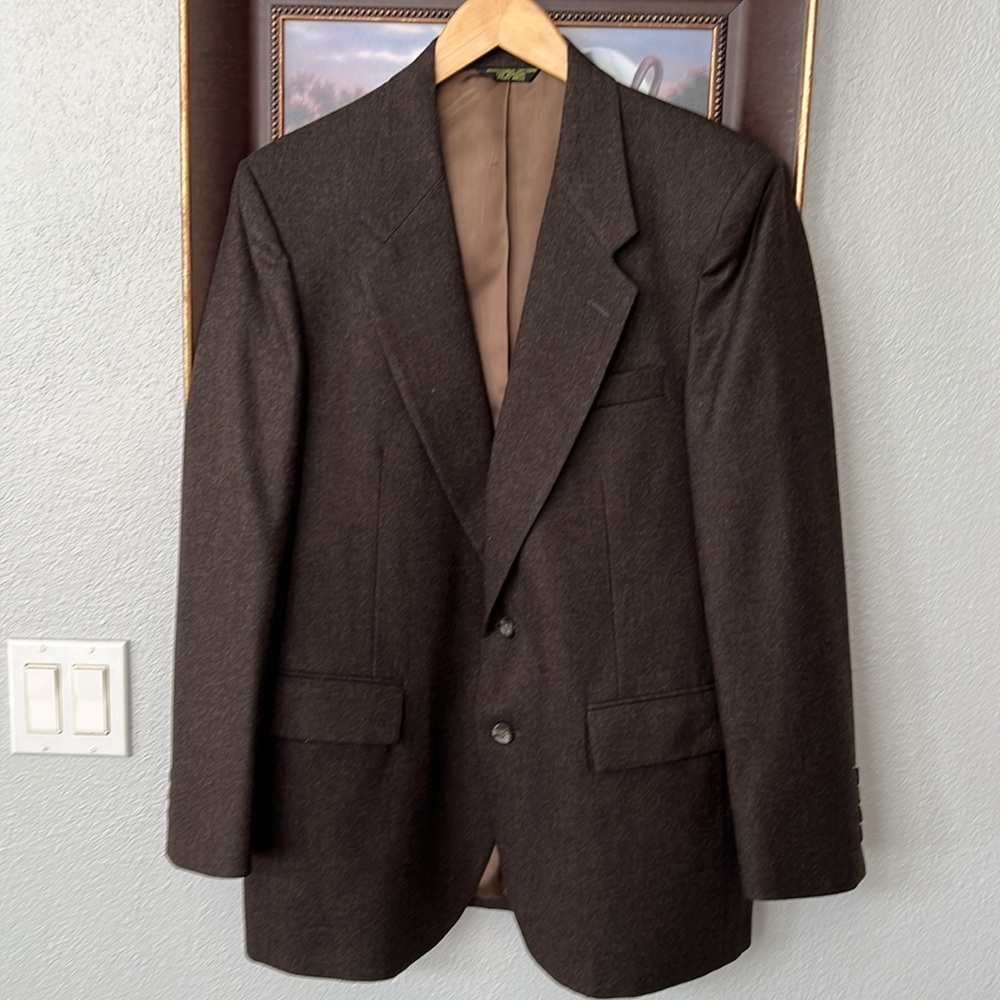 MAN IN WOOL Johnny Carson Brown Wool Suit Sports Coat Jacket Men’s 40 S